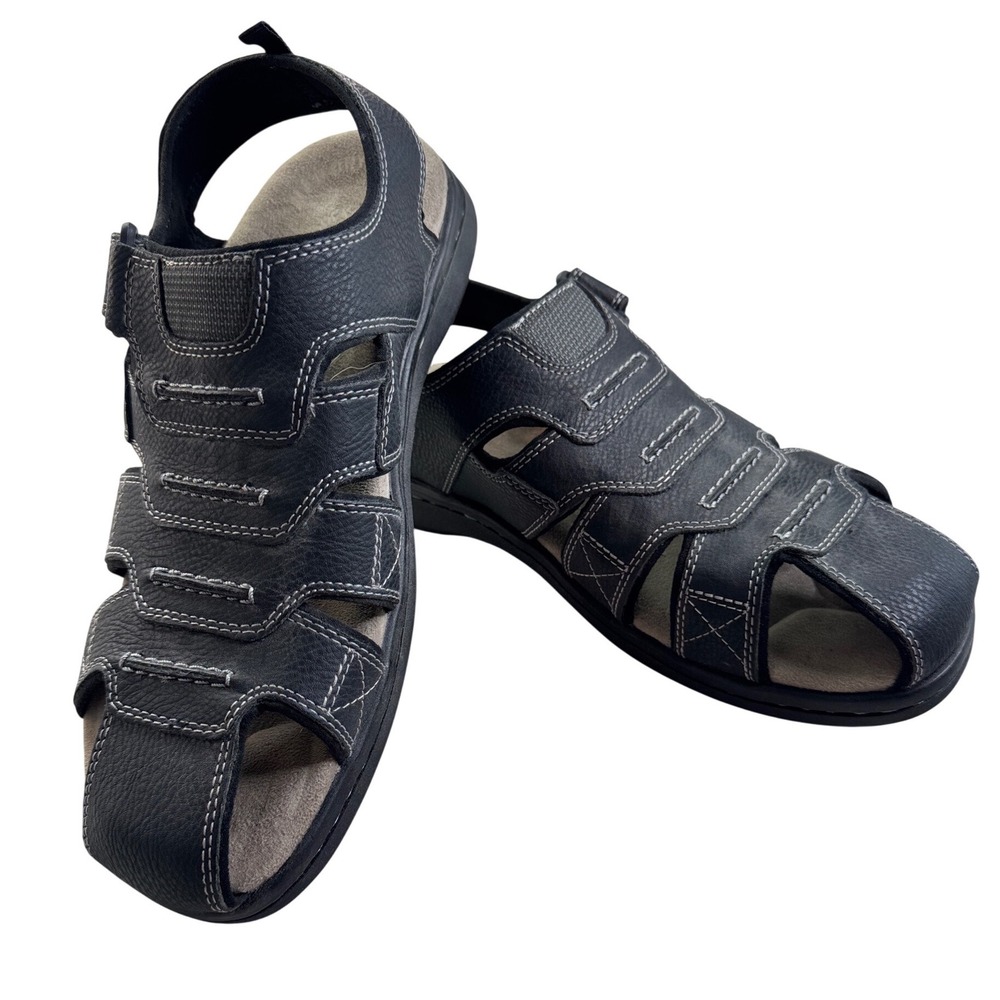 Dockers Mens Sunland Fisherman Sandals Black Memory Foam Size 9 W Summer Comfort